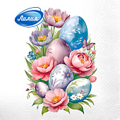  Салфетки бумажные Лилия Радость 2-х сл 33х33 20шт Арт.3804 