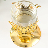  Подсвечник металл на 1 свечу "Бабочка и кольцо" d=5 см золото 6,5х6,5х9,3 см   9750912 
