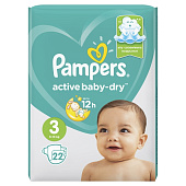  PAMPERS Подгузники Active Baby-Dry Midi (6-10 кг) Упаковка 22 
