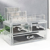 Шкатулка для украшений пластик 3 ящика прозрачная 16х19х12 см 9036368 Шкатулка для украшений пластик 3 ящика прозрачная 16х19х12 см 9036368