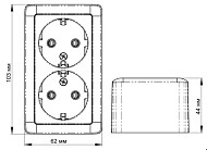  Розетка 2-м белая 16А с заземлен., открыт.установка,изолир.пластина/Хит/SE 