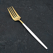 Вилка столовая Magistro "Блинк" 21,5х3 цвет золото, белая ручка, на подвесе 6988620 Вилка столовая Magistro "Блинк" 21,5х3 цвет золото, белая ручка, на подвесе 6988620