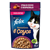 Влажный корм FELIX Sensations Соус Утка Морковь 75г Влажный корм FELIX Sensations Соус Утка Морковь 75г