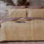  Комплект постельного белья EFOR SATIN GRI/K.KREM с одеялом серый-шампань евро 