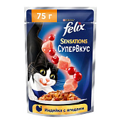  Влажный корм FELIX Sensations СуперВкус Индейка Ягоды 75г 
