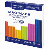 Пластилин 10цв. классический BRAUBERG Академия классическая, 200 г, 106503