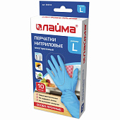 Перчатки нитриловые LAIMA многоразовые ОСОБО ПРОЧНЫЕ, 5 пар  L  голубые 605018 