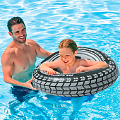 Круг надувной в виде шины с ручками Размер: d90см Круг надувной в виде шины с ручками Размер: d90см