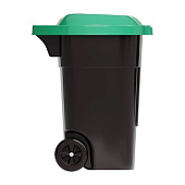  Бак для мусора 65л на колёсах, черно-зеленый М4663 