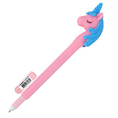  Ручка фигурная шариковая ЮНЛАНДИЯ "Единорог", мягкий силиконовый корп, ассорти, СИНЯЯ, 0,7мм, 143776 