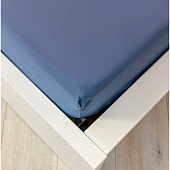 Простыня на резинке 180х200 сатин темный деним 