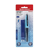  Ручка гелевая синяя стираемая Brauberg Repeat, синяя, + 3 сменных стержня, 143663 