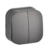 Выключатель накладной 2 клавиши, цвет сталь, IEK GLORY Выключатель накладной 2 клавиши, цвет сталь, IEK GLORY