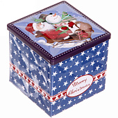  Банка жестяная 9х9х9см "Дед Мороз и снеговик" 894-127 