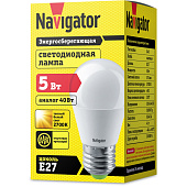 Лампа LED 5Вт Е27, шар, 2700К теплый Navigator