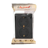  Розетка двойная накладная с заземлением, цвет черн. бархат, Lezard LETO 