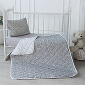  Одеяло-покрывало BabyRelax, детское, лебединый пух, 100 гр., 110х140 см, бязь, звездное небо, серый 