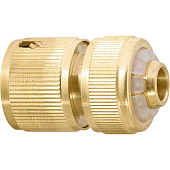 Соединитель латунный быстросъемный д/шланга 1/2", аквастоп/ PALISAD 66240