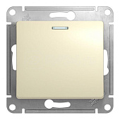 Выключатель встраиваемый 1 клавиша, цвет бежевый, с подсветкой, SE Glossa Выключатель встраиваемый 1 клавиша, цвет бежевый, с подсветкой, SE Glossa
