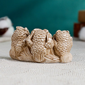  Фигура Три совы на жердочке, коричневая, 10х6х5 см, 9903216 