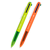 Ручка многоцветная шариковая автоматическая BRAUBERG MULTICOLOR, 4 цвета, корпус ассорти, 0,35 мм, 143458