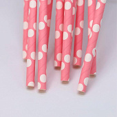  Трубочки одноразовые для напитков 12 шт. "Cute peas", pink (200 мм) 