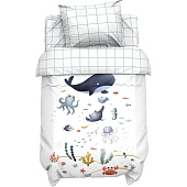 Комплект постельного белья Крошка Я Морские друзья, детский, бязь, наволочка 40х60 см, 6622383 Комплект постельного белья Крошка Я Морские друзья, детский, бязь, наволочка 40х60 см, 6622383