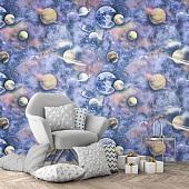  Обои 1.06х10м Космос арт.803103 Синий/светящиеся /Elysium 