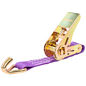 Стяжка крепления груза 1,0т 5,0м SKYWAY STAFF 25мм фиолетовый храповый механизм с крюками полиэстер 1шт Стяжка крепления груза 1,0т 5,0м SKYWAY STAFF 25мм фиолетовый храповый механизм с крюками полиэстер 1шт