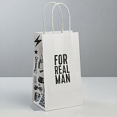 Пакет подарочный крафт «For real man», 12 х 21 х 9 см, 3823480 Пакет подарочный крафт «For real man», 12 х 21 х 9 см, 3823480