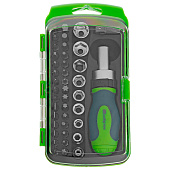  Отвертка реверсивная в наборе с битами Сибртех сталь,41 предмет 