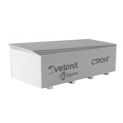  Гипсокартон СТРОНГ 2500х1200х15мм влагостойкий /Vetonit 