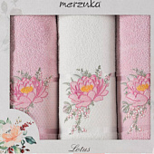 Комплект полотенец в коробке MERZUKA махровые 3 шт. LOTUS (сиреневый)