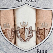  Комплект полотенец в коробке MERZUKA махровые 3 шт. KING (бежевый) 