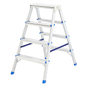 Стремянка алюминиевая двусторонняя 4 ступени, высота платформы 82см, макс. нагр. 120кг. Стремянка алюминиевая двусторонняя 4 ступени, высота платформы 82см, макс. нагр. 120кг.