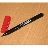  Маркер перманентный красный Centropen OHP тонкий круглый 1мм (10/200) /2846/ 