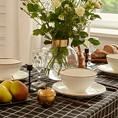  Скатерть (рогожка)  145х220 Доляна Клетка чёрная 5985630 