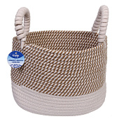  Корзина вязаная с ручками "ТРИГОЙЯ", беж/белый, 30х22х20см, 756-455 