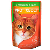 Влажный корм для кошек ПРОХВОСТ говядина соус 85г Влажный корм для кошек ПРОХВОСТ говядина соус 85г