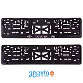 Рамка для номера пластм с защелкой черная ТОЙОТА (рельеф серебро) 1шт Рамка для номера пластм с защелкой черная ТОЙОТА (рельеф серебро) 1шт