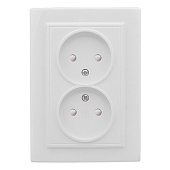  Розетка двойная встраиваемая без заземлением, цвет белый, з/ш, EKF Минск 