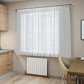  Тюль  для кухни Лен 270х160 белый/серебро /Легранд 