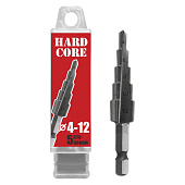 Сверло по металлу шаговое 4-12 мм (5 ступ.) Hardcore Сверло по металлу шаговое 4-12 мм (5 ступ.) Hardcore