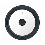 Крышка стеклянная универсальная с ободом Home Queen Мульти, черная, D 24/26/28см 77157 Крышка стеклянная универсальная с ободом Home Queen Мульти, черная, D 24/26/28см 77157