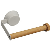  Держатель для туалетной бумаги белый металл/бамбук на присоске W7837-2 
