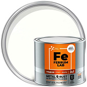 Грунт-эмаль по ржавчине 3 в 1 белая глянцевая база А, FERRUM LAB 1,8 л Грунт-эмаль по ржавчине 3 в 1 белая глянцевая база А, FERRUM LAB 1,8 л
