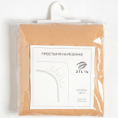 Простыня на резинке 180х200 Этель хлопок, бязь, бежевый, 9046064