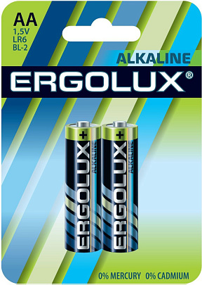 Батарейка LR6 Alkaline, 2шт, Ergolux 11747 Батарейка LR6 Alkaline, 2шт, Ergolux 11747