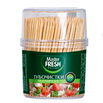 Зубочистки Master FRESH 500шт (в пластик баночке) Зубочистки Master FRESH 500шт (в пластик баночке)