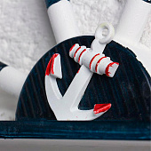  Вешалка настенная «Штурвал», крючки декоративные, 3 крючка, бело-синяя 1367025 